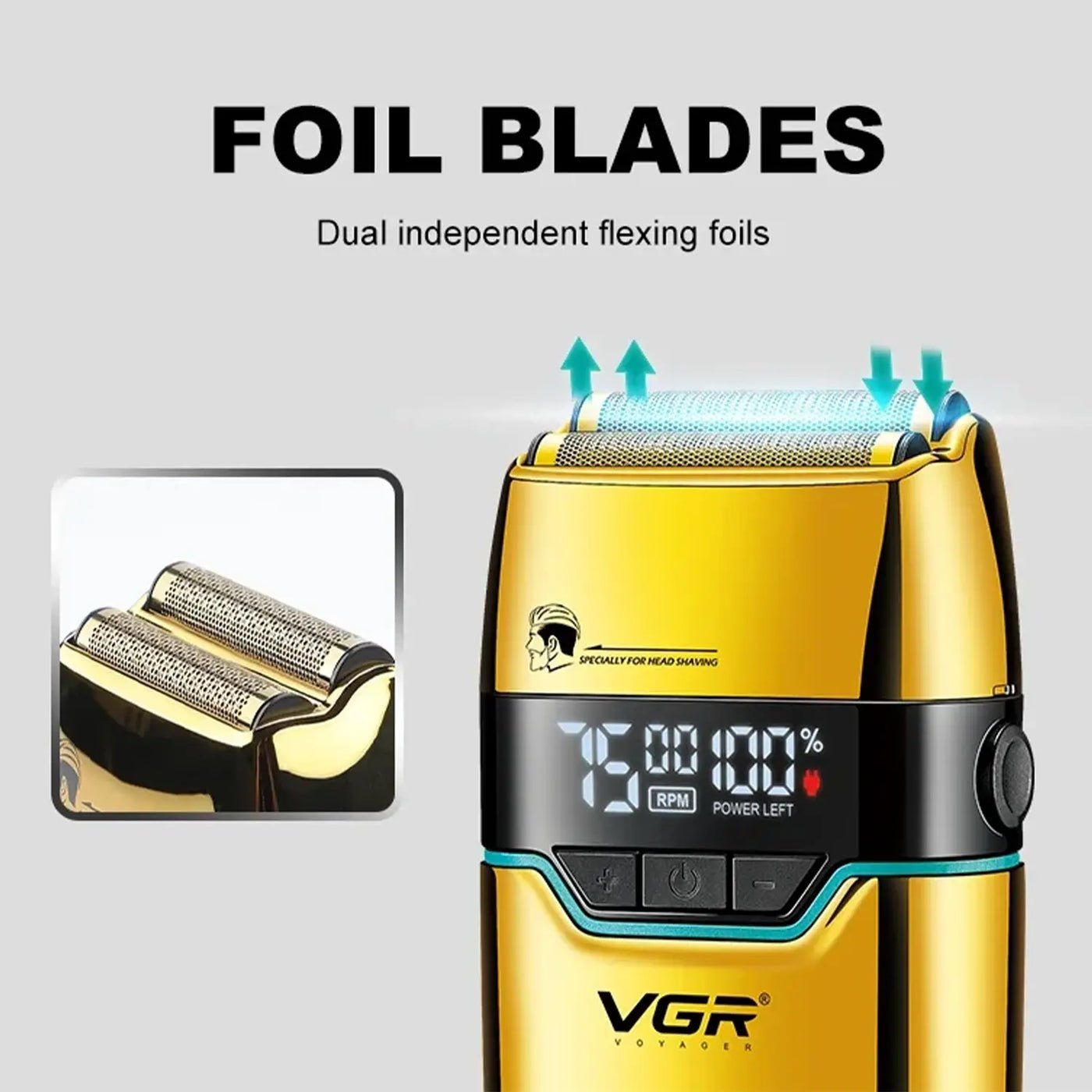 Rasoir professionnel à grille VGR V-350 avec une précision ultime pour le rasage des têtes chauves et de la barbe pour hommes - الصورة 4