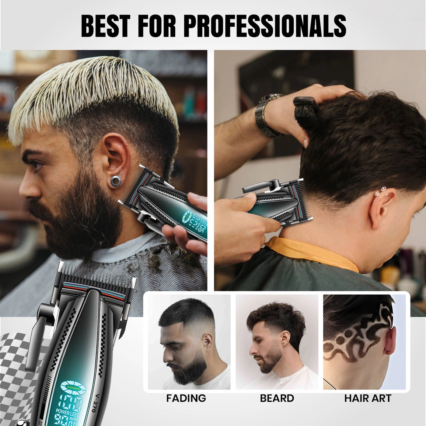 Tondeuse à cheveux professionnelle sans fil VGR V-270 pour hommes, boîtier métallique - الصورة 6