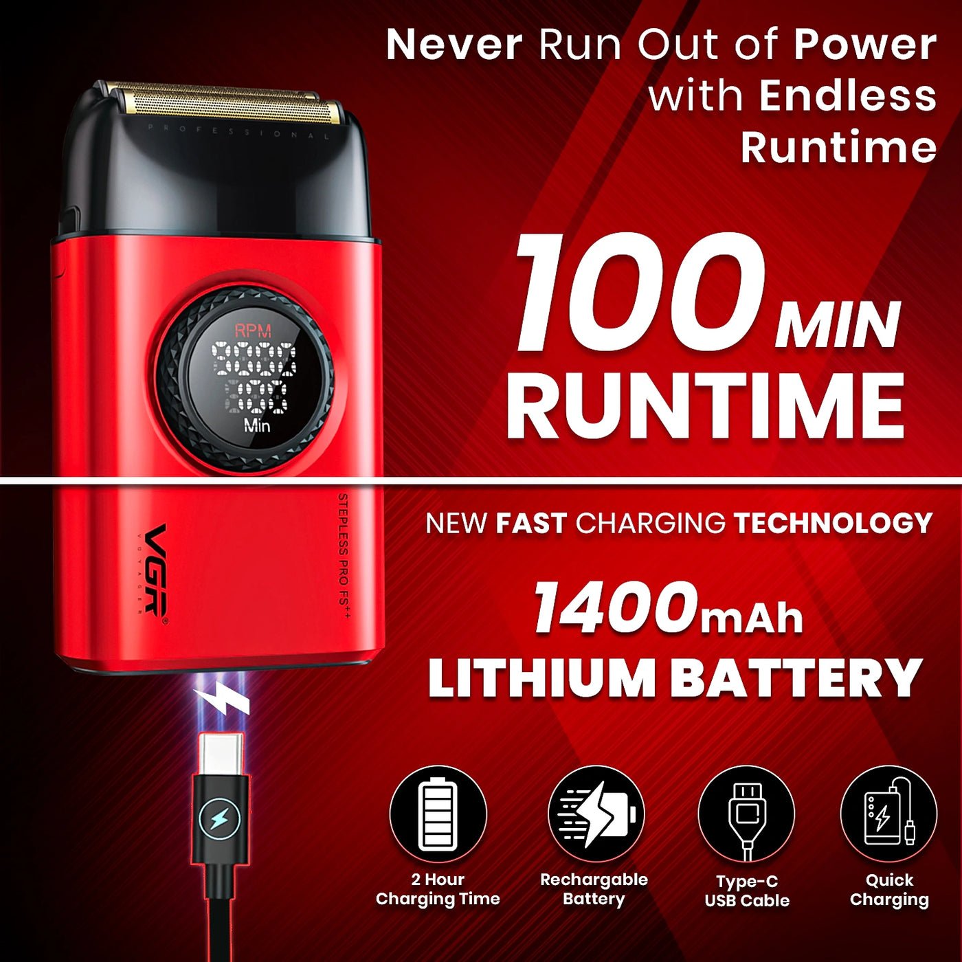 Rasoir professionnel pour homme VGR V-377 - الصورة 5