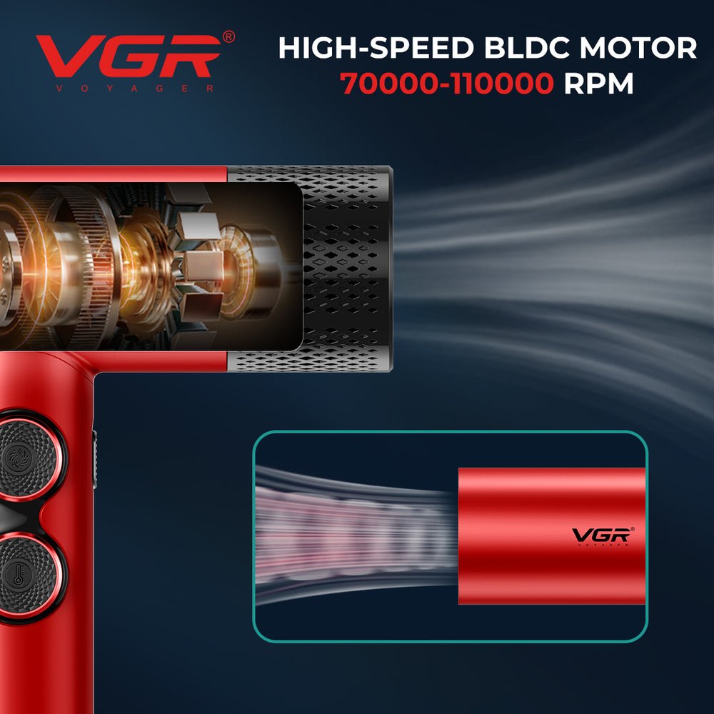 Kit combiné 4-en-1 VGR Mr. SUPER POWER Stepless Pro pour salon de coiffure, Rouge - الصورة 2