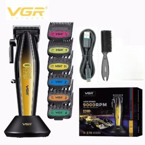 Tondeuse à cheveux professionnelle sans fil VGR V-270 pour hommes, boîtier métallique