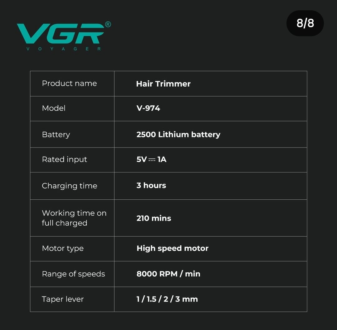 Tondeuse à cheveux V-974 VGR avec écran LCD -Dore - الصورة 4