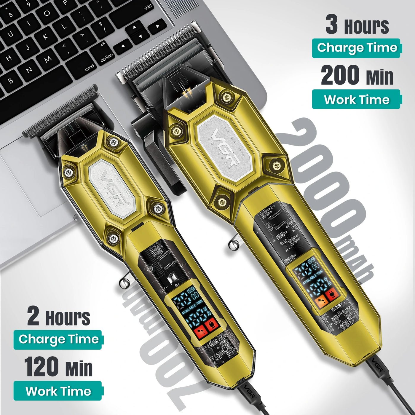 Ensemble tondeuse et coupe-cheveux professionnels VGR V-600 et V-900-Gold - الصورة 3