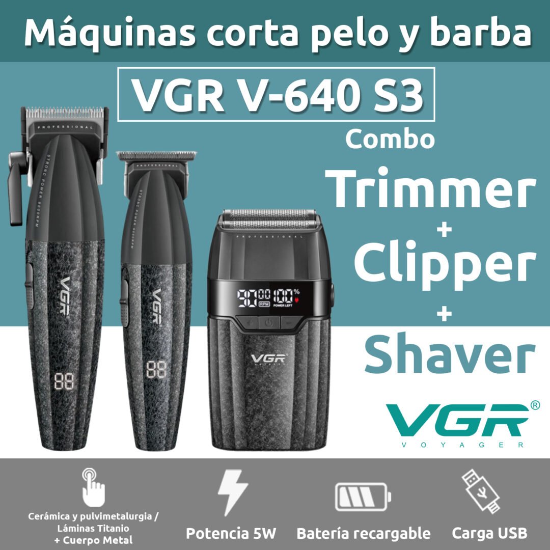 Tondeuse à cheveux et rasoir 3 en 1 VGR V-640 S3, moteur BLDC 9000 tr/min, noir - الصورة 2