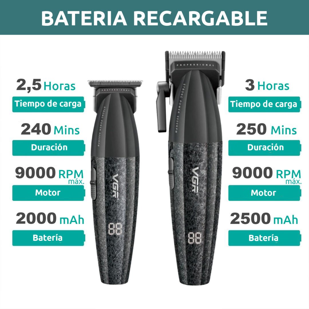 Tondeuse à cheveux et rasoir 3 en 1 VGR V-640 S3, moteur BLDC 9000 tr/min, noir - الصورة 8