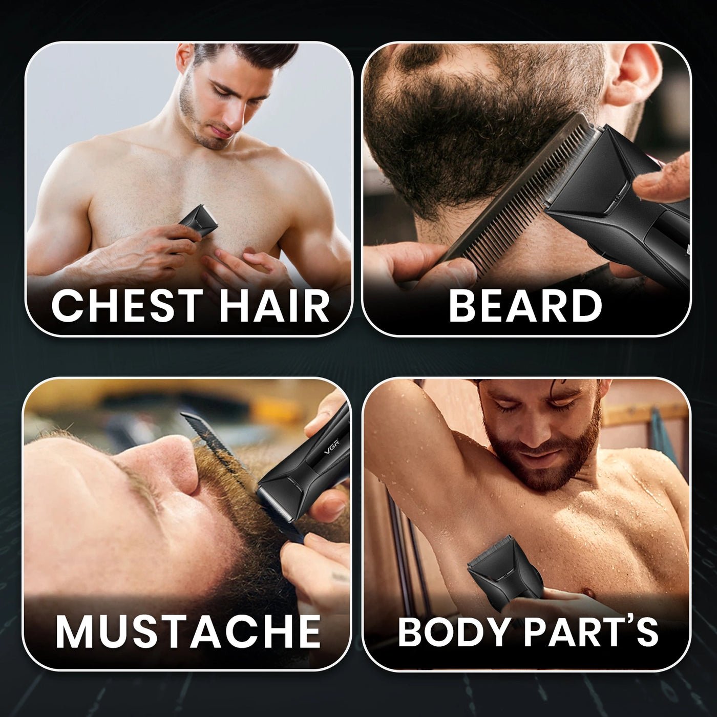 VGR V-938 Professional Cord/Cordless Body Trimmer for full-body grooming (Black) - الصورة 6