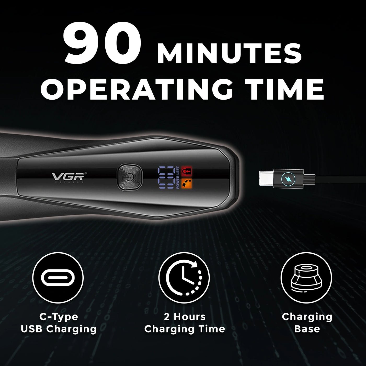 VGR V-938 Professional Cord/Cordless Body Trimmer for full-body grooming (Black) - الصورة 8