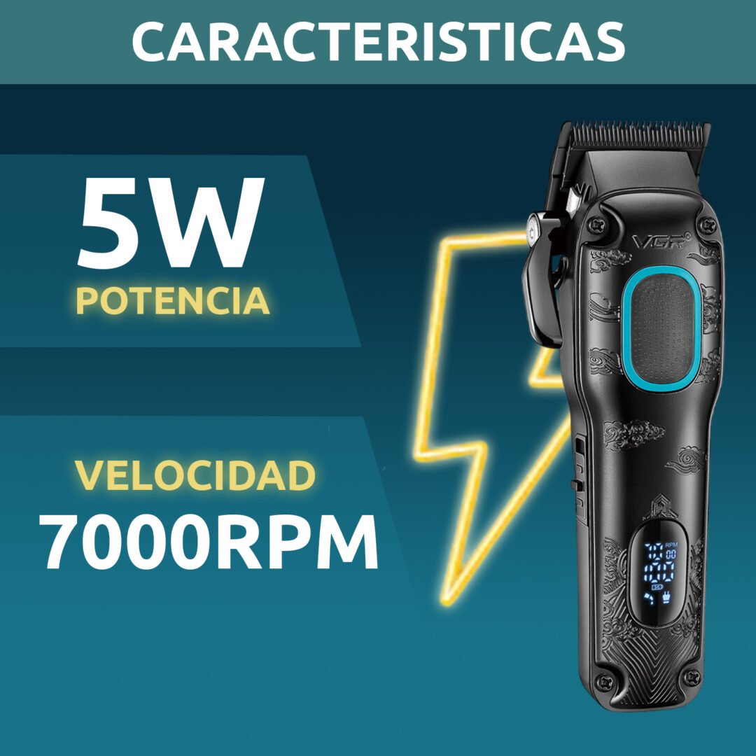 Tondeuse à cheveux professionnelle VGR V-016 BLDC 7000 tr/min, boîtier métallique 8 W, noir et vert - الصورة 9