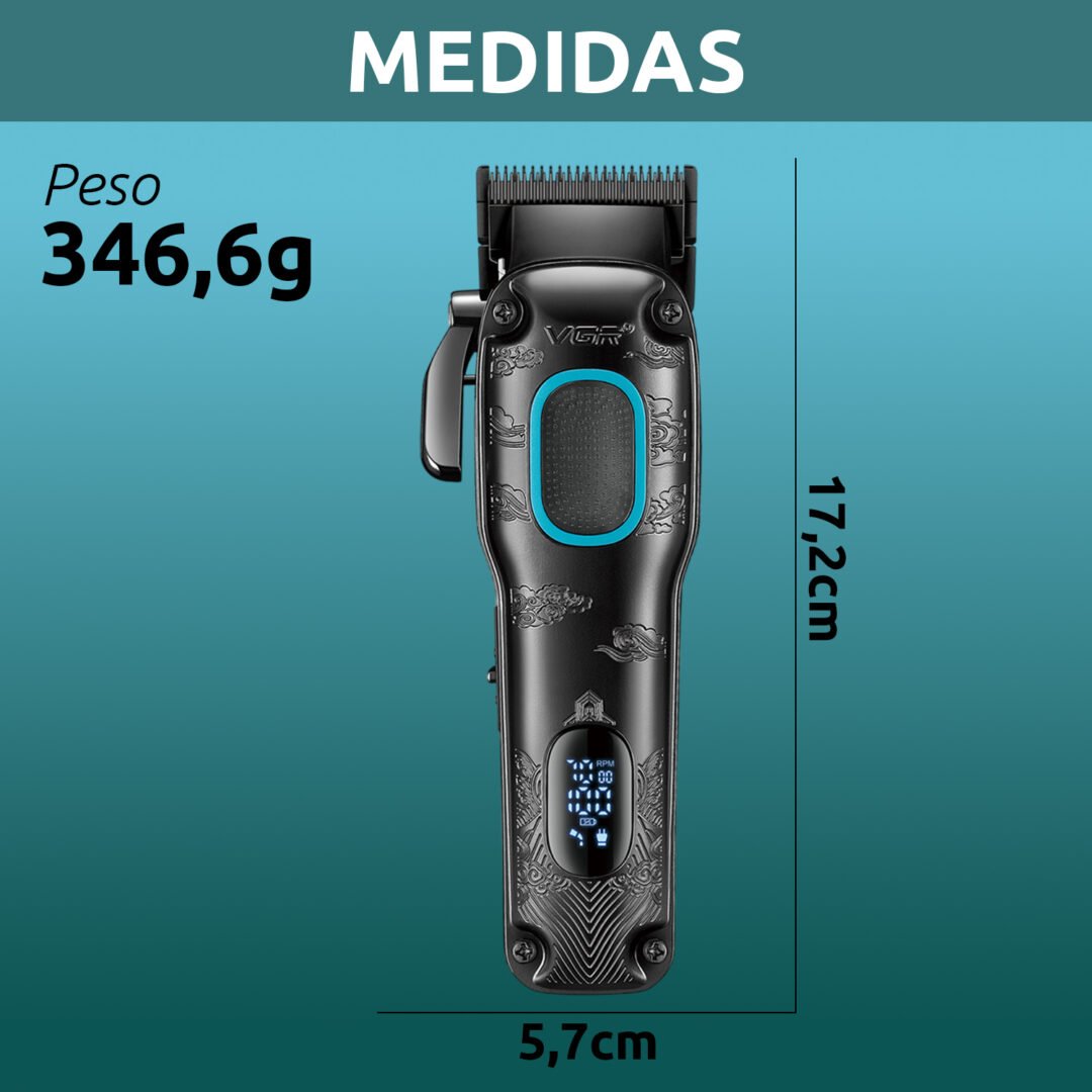 Tondeuse à cheveux professionnelle VGR V-016 BLDC 7000 tr/min, boîtier métallique 8 W, noir et vert - الصورة 7